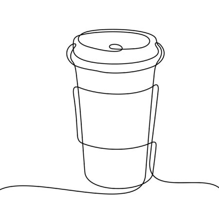 Coffee to go one line vector illustrationのイラスト素材