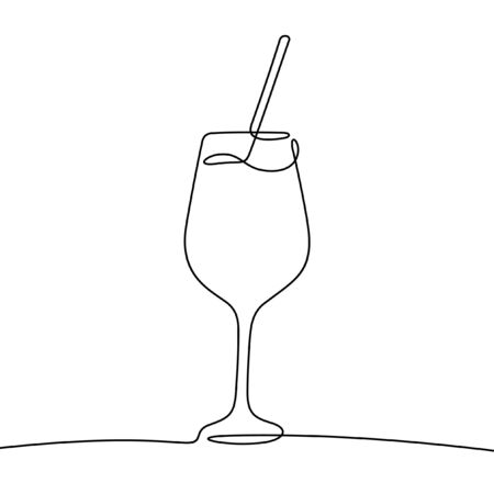 Cocktail one line vector illustrationのイラスト素材
