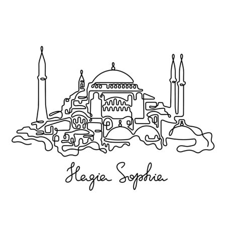 Hagia Sophia, Istanbul one line vector illustrationのイラスト素材