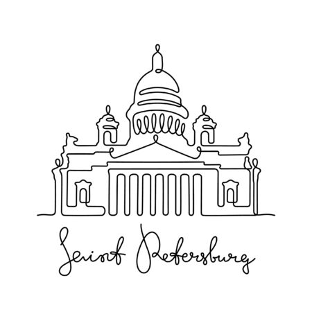 Saint Petersburg, Saint Isaac's Cathedral one line vector illustrationのイラスト素材