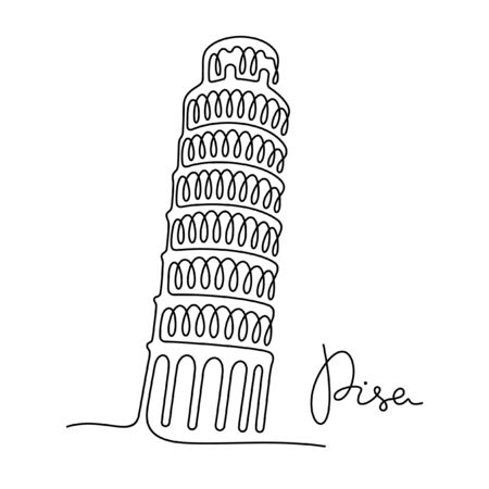 Pisa one line vector illustrationのイラスト素材