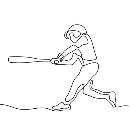 Young baseball player one line vector illustrationのイラスト素材