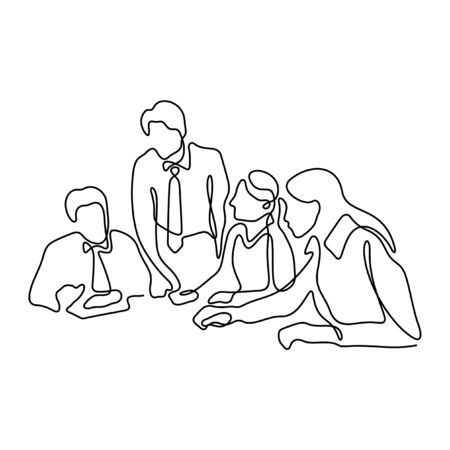 Business meeting one line vector illustrationのイラスト素材