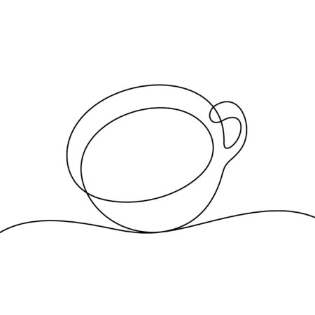 Coffee cup one line vector illustrationのイラスト素材