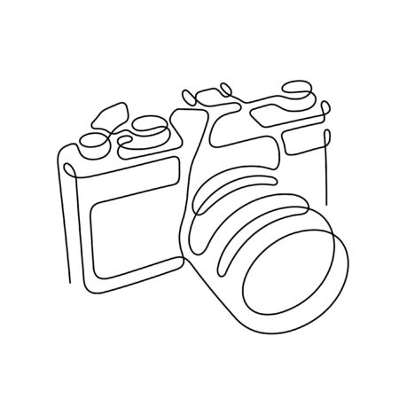 Photo camera one line vector illustrationのイラスト素材