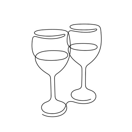 Wine one line vector illustrationのイラスト素材
