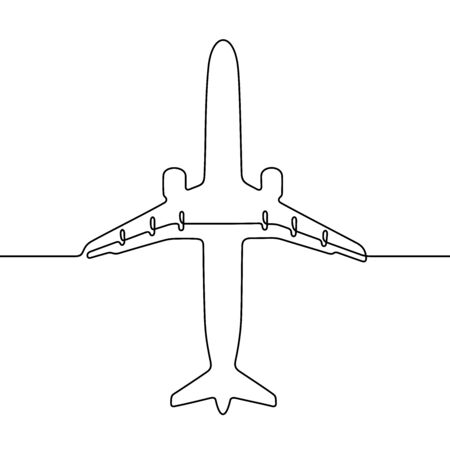 Passenger plane one line vector illustrationのイラスト素材