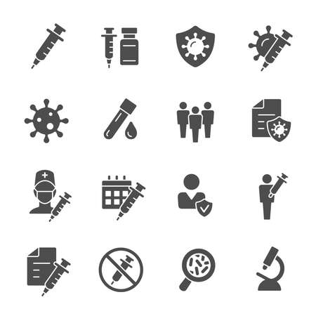 Coronavirus vaccination vector iconsのイラスト素材