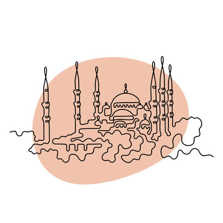 Istanbul, Blue Mosque continuous line vector illustrationのイラスト素材