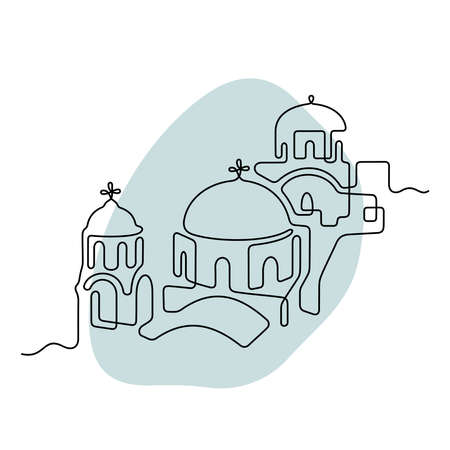 Santorini, Greece. Continuous line vector illustration.のイラスト素材
