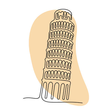 Pisa continuous line vector illustrationのイラスト素材