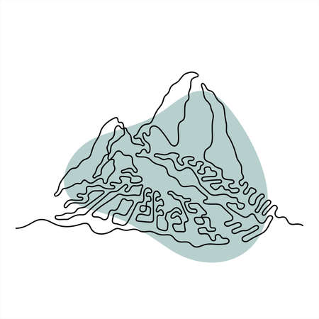 Machu Picchu, Peru continuous line vector illustrationのイラスト素材