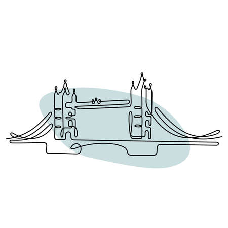 Tower Bridge, UK. Continuous line vector illustration.のイラスト素材