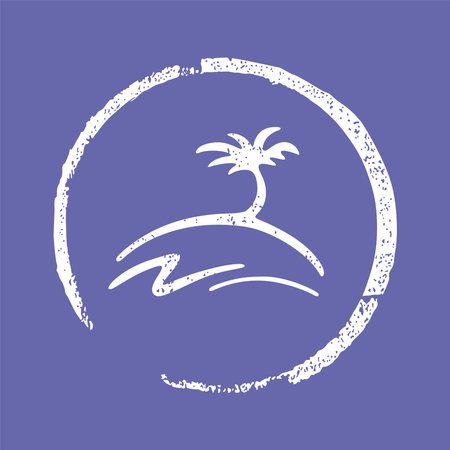 tropical grunge rubber stamp with palm treeのイラスト素材