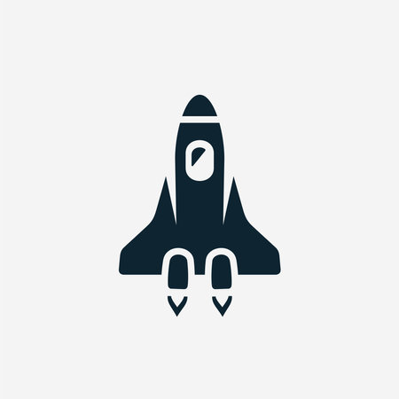 Space shuttle dark blue simple icon. Space craft vector illustration.のイラスト素材
