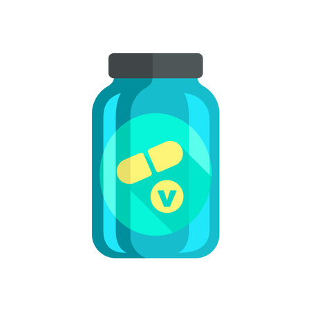 Sport nutrition jar flat style vector illustrationのイラスト素材
