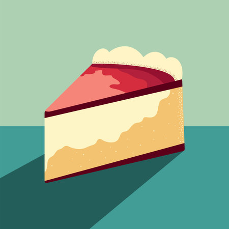 Slice of cheesecake flat style vector illustration