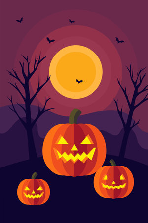 Halloween pumpkins vector illustrationのイラスト素材