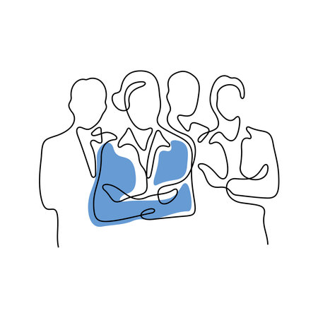 Business team continuous line vector illustrationのイラスト素材