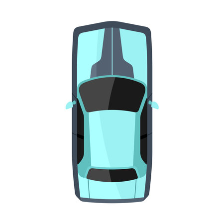 Blue car top view vector illustrationのイラスト素材