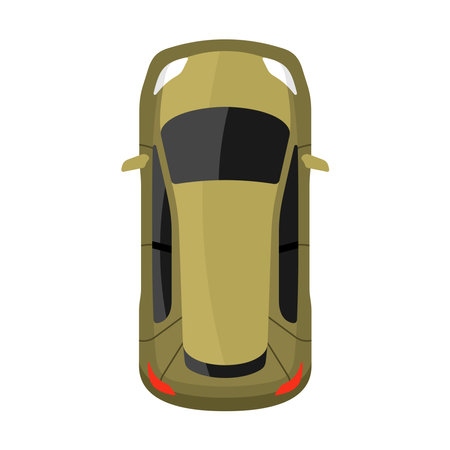 Khaki car top view vector illustrationのイラスト素材