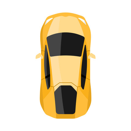 Yellow car top view vector illustrationのイラスト素材