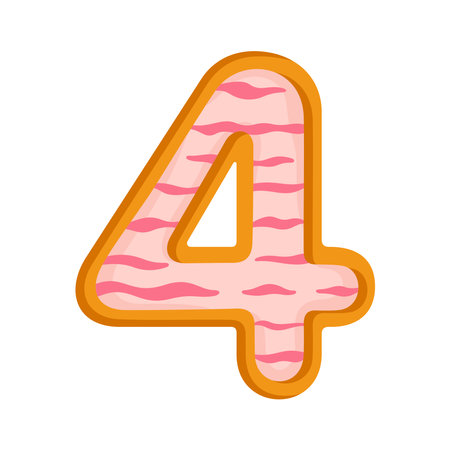 Doughnut cartoon number 4のイラスト素材
