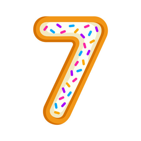 Doughnut cartoon number 7のイラスト素材