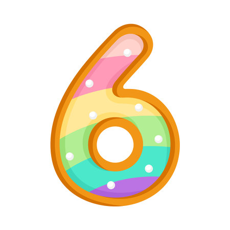 Doughnut cartoon number 6のイラスト素材
