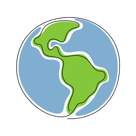Earth Planet one line vector illustrationのイラスト素材
