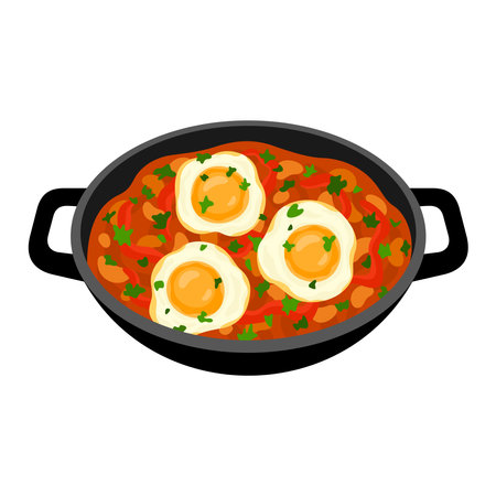 Huevos Rancheros Mexican food vector illustrationのイラスト素材