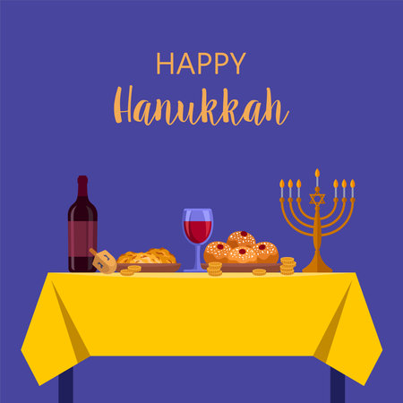 Happy Hanukkah greeting cardのイラスト素材