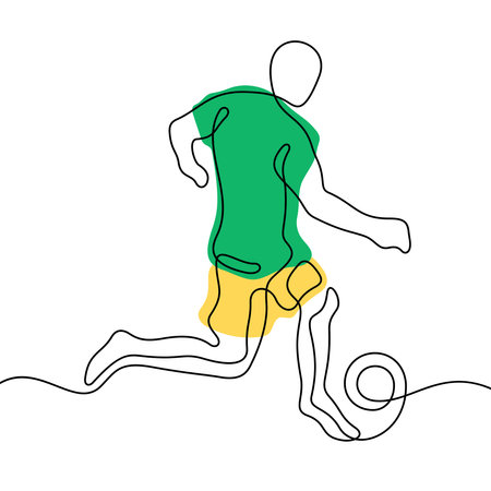 Football player one line vector illustrationのイラスト素材