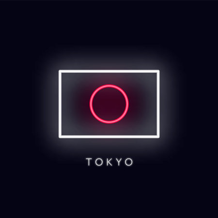 Neon flag of Japan vector illustrationのイラスト素材