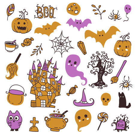 Halloween decoration design elementsのイラスト素材