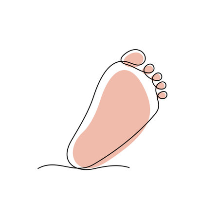 Baby foot one line colourful vector illustrationのイラスト素材