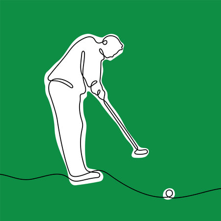Golf player one line colourful vector illustrationのイラスト素材