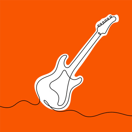 Electric guitar one line vector illustrationのイラスト素材