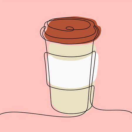 Coffee to go one line vector illustrationのイラスト素材