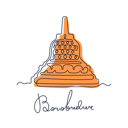Buddhist stupa, Borobudur Temple, Indonesiaのイラスト素材