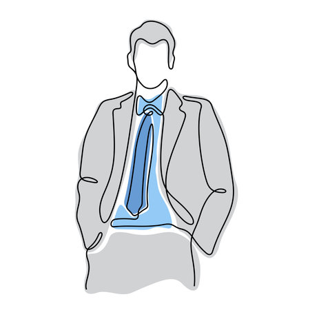 Businessman one line colourful vector illustrationのイラスト素材