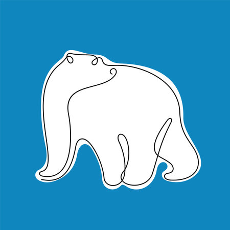 Polar bear continuous line vector illustrationのイラスト素材