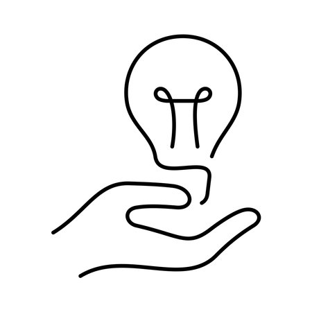 Hand holding light bulb one line vector iconのイラスト素材