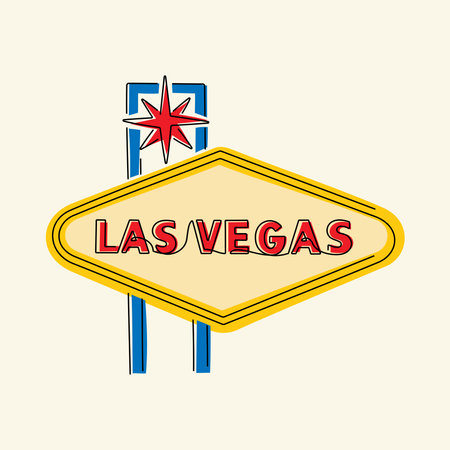 Las Vegas sign one one line artistic vector illustrationのイラスト素材