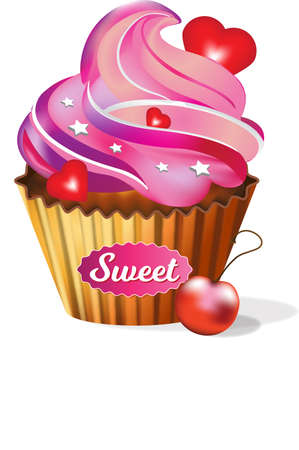 The sweetest cupcake with creamのイラスト素材