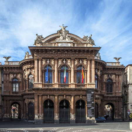 The facade of the Bellini Theater in Cataniaのeditorial素材