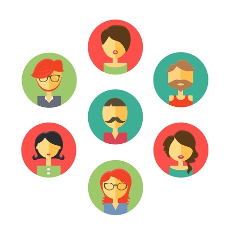 Set of avatars Vector illustration flat iconsのイラスト素材