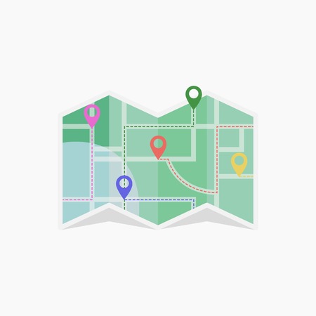 Vector map icon with Pin Pointersのイラスト素材