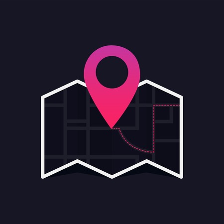 Vector dark map icon with Pin Pointerのイラスト素材