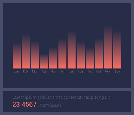 Infographic dashboard template with flat design graphs and charts. Processing and analysis of dataのイラスト素材
